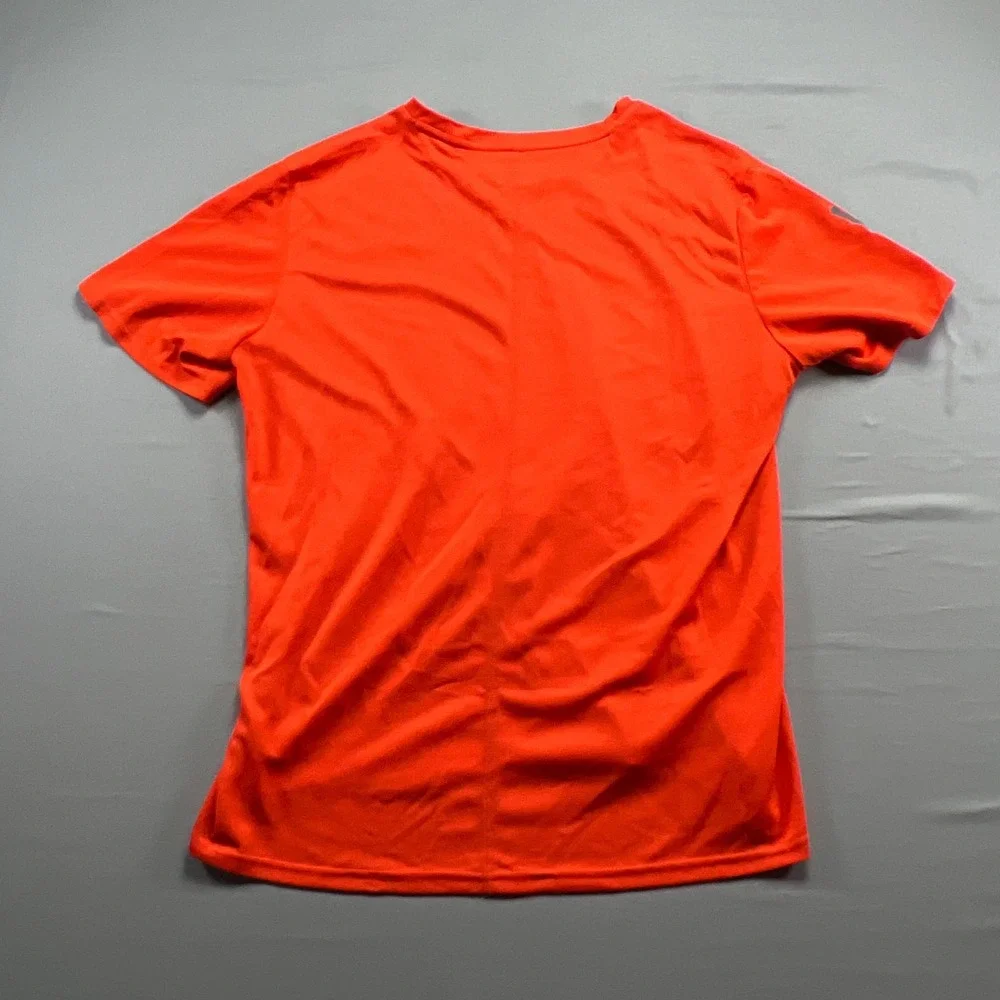 Adidas Climacool T Shirt Mens Large Orange Logo Print 3 Stripes Crewneck Running